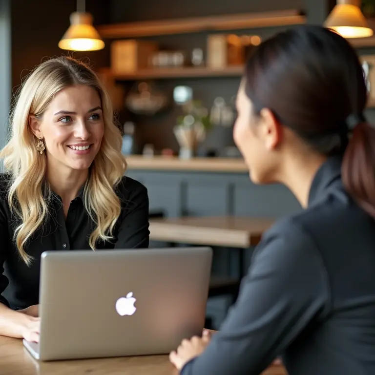 Two Ladies discussing a new restaurant concept.